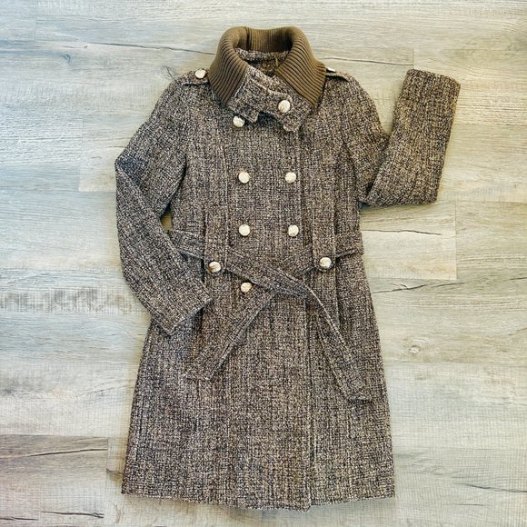 Calvin Klein Long Tweed Peacoat with Sweater Neck (size 4) - Picture 3 of 16